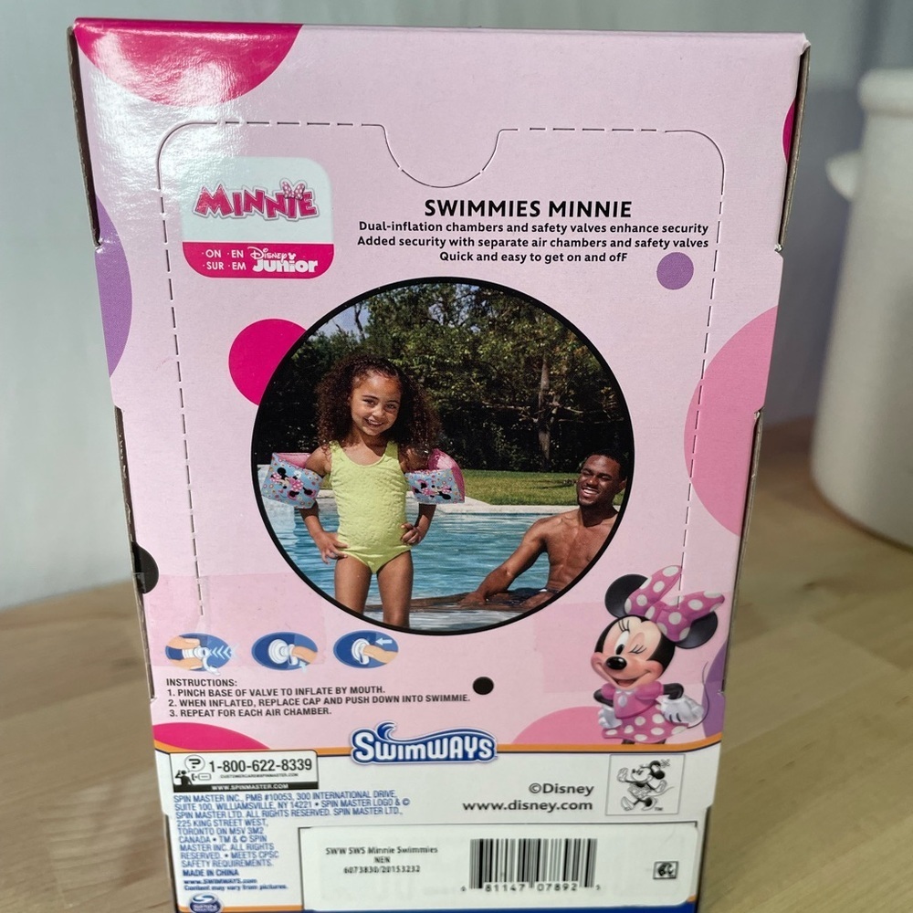 Disney Junior Minnie Mouse Kids Swim Arm Bands - Pink and White - Picture 4 of 5